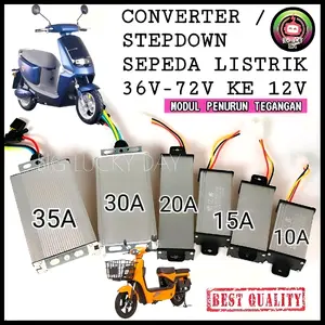 CONVERTER SEPEDA LISTRIK / MOTOR LISTRIK MODUL PENURUN DAYA 36V-72V KE 12V 10A-35A REDUCER DC STEPDOWN UNIVERSAL TRANSFORMATOR PENURUN TEGANGAN LAMPU 36V 48V 60V 72V TO 12V 10A 15A 20A 30A 35A STEP DOWN UNIVERSAL SPAREPART SPARE PARTS BERKUALITAS
