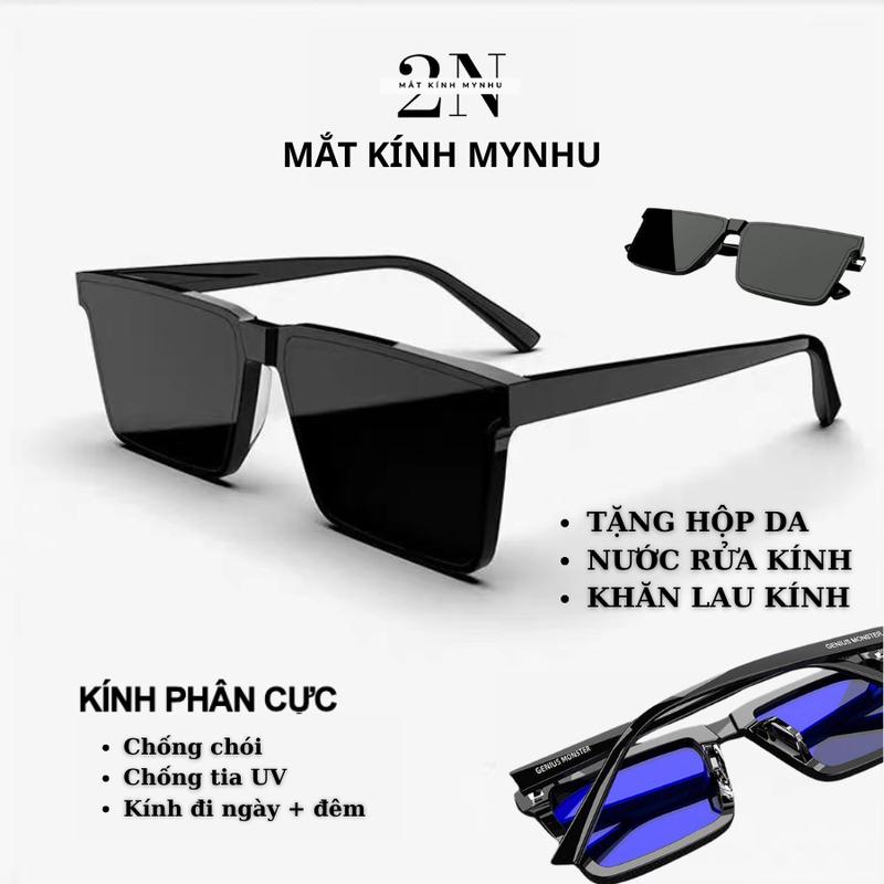 Kính Râm Nam Nữ Thời Trang 2025 Chống Tia UV400 - Gọng Acetate, Mắt Kính Men, Women - Mắt Kính V7, Đen 1