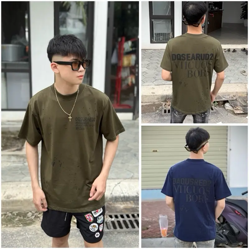 Áo phông Rêuuuuuuuuuuu (tặng kèm dây) P001 chữ in cao su nổi vẩy sơn chất cotton mịn Hàng Q.C