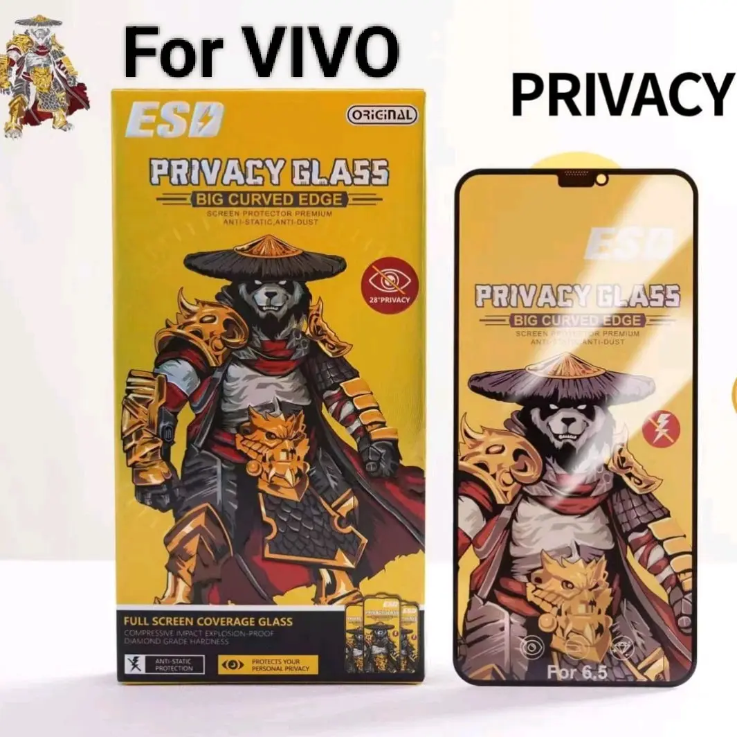 Pelindung Layar Anti-Spy ESD Panda untuk vivo y20s y21 y21s y22 y12s y15s Full Screen Hitam Privacy