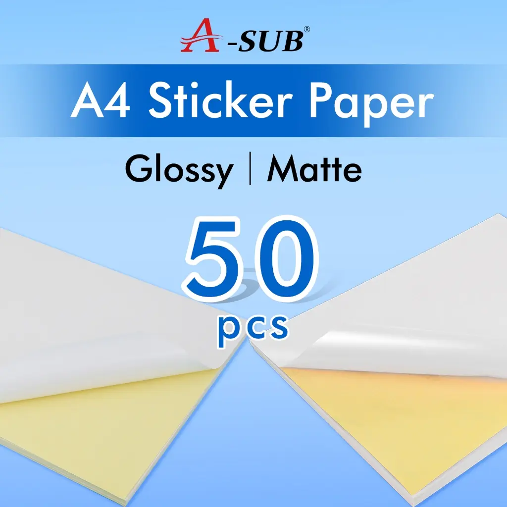 【Sticker Paper】A4 Sticker Glossy/Matte Label Sticker Self-Adhesive Labels for Laser/Inkjet Printers
