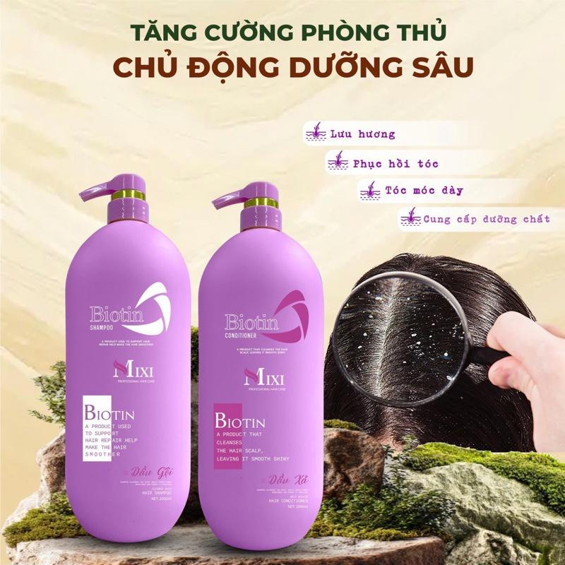 Cặp gội xả cao cấp MIXI CAO CẤP thơm đậm ,thơm mùi mộc hương ,kiểm xoát dầu thừa ,x2 dưỡng ngăn bết ,phục hồi tóc khô xơ hư tổn ,kích thích mọc tóc dung tích 2000ml 1 chai
