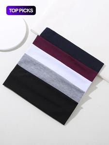 Paquete de 5 diademas de color sólido, banda elástica ancha casual para mujeres y hombres, accesorios básicos y sencillos para uso diario