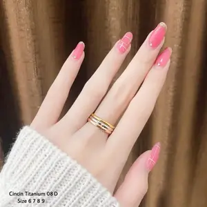 3 in 1 Set Cincin Titanium untuk perempuan terbaru kekinian best seller/cincin wanita titanium Kombinasi 3 warna anti karat terlaris/cincin dewasa anti pudar garansi 100% real pict