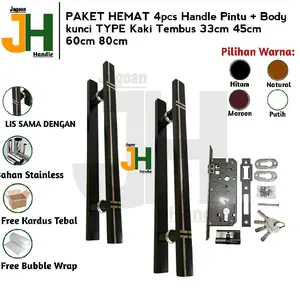 Paket Hemat 4pcs Handle+Kunci Handle pintu KACA ALUMUNIUM KAYU BESI DLL