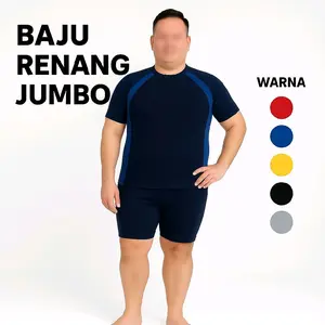Setelan Baju Renang Jumbo Pendek untuk Laki-laki Atasan dan Bawahan Pendek Bahan Polyester Nyaman Ideal untuk Aktivitas Renang