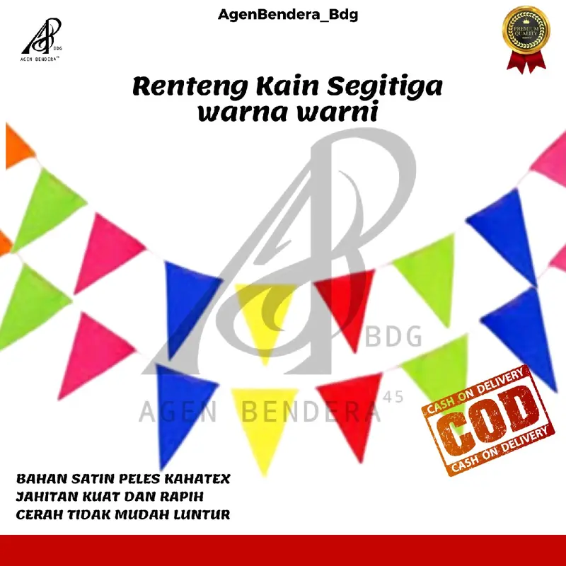 50 Meter Bendera Renteng Kain Bendera Segitiga Warna Warni 1