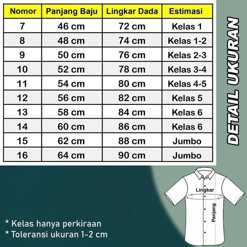 Seragam Sekolah SD Lengan Pendek Logo Bordir Baju kemeja Laki Perempaun Atasan Kemeja Sekolah 2