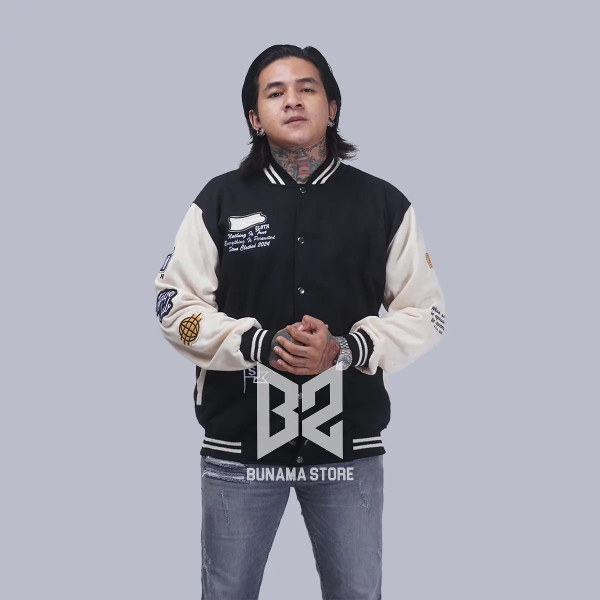 JAKET VARSITY FLECEE TEBAL 280 FULL BORDIR UNISEX CEWEK COWOK SIZE L XL XXL Kancing Kerah Vintage Baseball Pria Wanita Bomber Distro Fleece Panjang Cantik Keren Santai Tangan jaket  murah