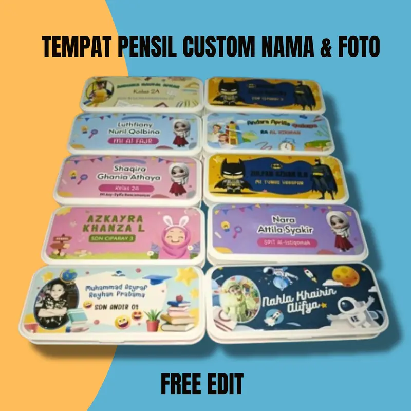 Tempat pensil custom nama dan foto, bisa request tema dan karakter 0