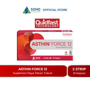 ASTHIN FORCE 12 MG Suplemen Natural Astaxanthin untuk Kesehatan dan Kecantikan Kulit - 2 Strip @10 Kapsul