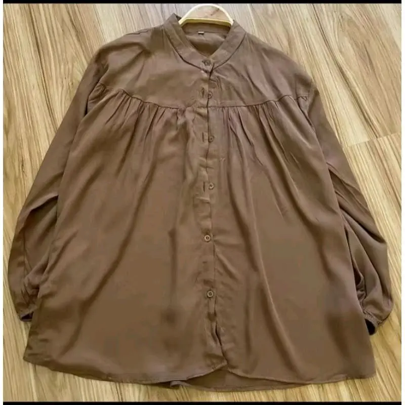 Shalsa Blouse Rayon Twill / Kemja wanita / Atasan katun wanita casual / kemja polos panjang wanita Tangan Karet 5