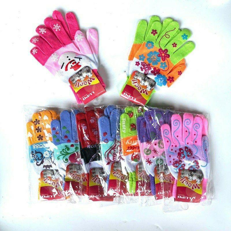 Sarung Tangan Rajut Pelangi Belang Motif Wanita Dewasa Gloves 3