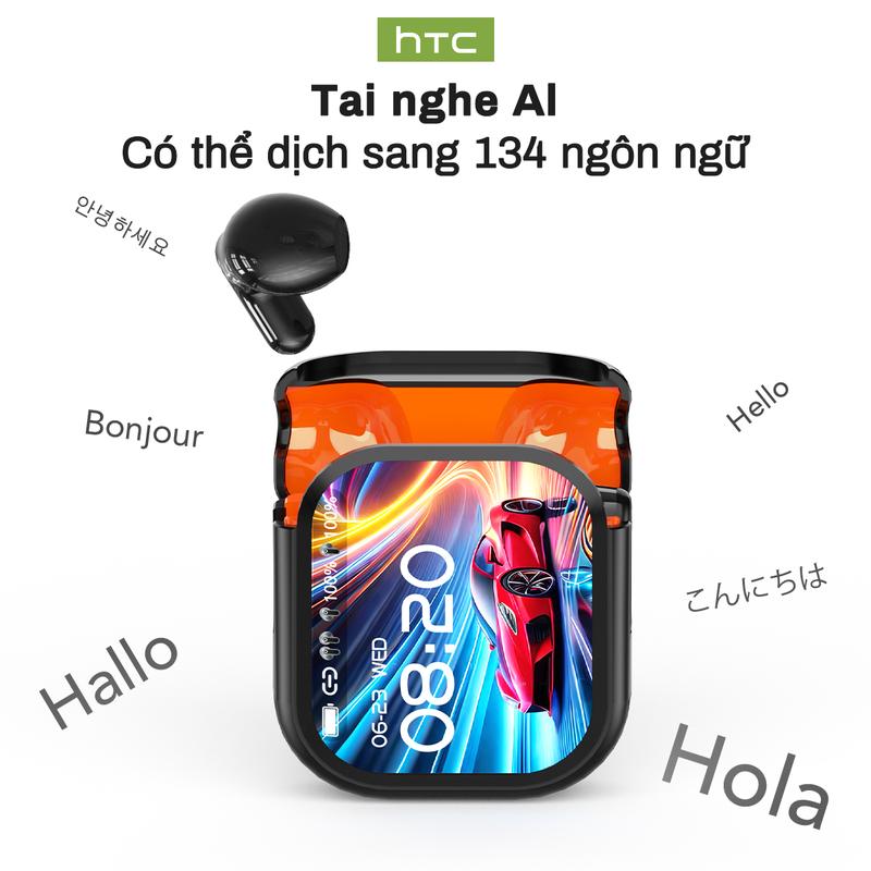 Tai Nghe TWS Màn Hình Màu Thông Minh, HTC NE20 Tai nghe Bluetooth, 134 ngôn ngữ, Dịch AI, Thiết bị theo dõi GPS chống thất lạc, Màn hình cảm ứng thông minh, Cuộc gọi HD, Hiển thị lời bài hát và hình nền trực tiếp, Hiệu ứng âm thanh EQ tùy chỉnh