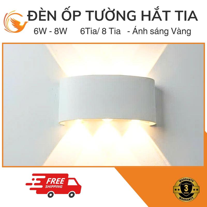 Đèn Hắt Tia Vỏ Hợp Kim 6W 8W Ánh Sáng Vàng Chống Nước Trang Trí Vách Tường Đèn Hắt Tường Trang Trí