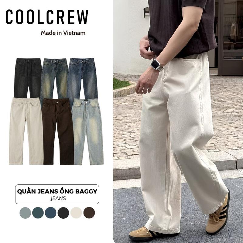 Quần Jeans Ống Baggy COOLCREW Unisex Nam Nữ Phong Cách Thời Trang Hàn Quốc QED127