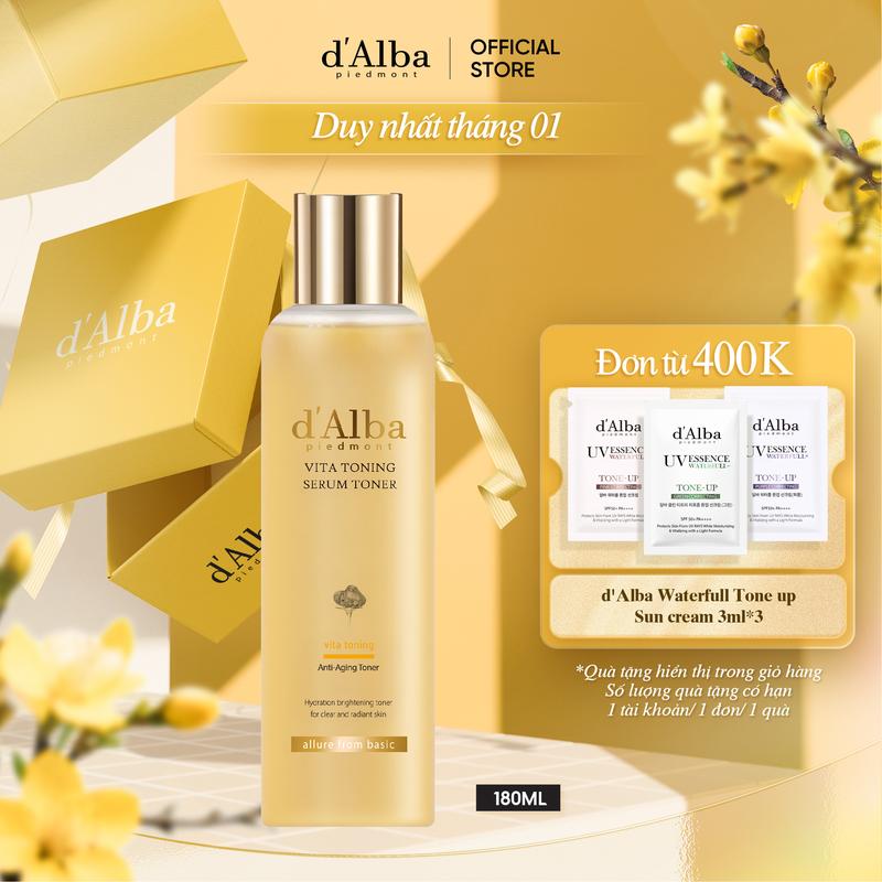  Toner Serum d'Alba Vita Toning Serum Hỗ Trợ Cải Thiện Lỗ Chân Lông Dưỡng Da Cấp Ẩm Sâu 180ml 