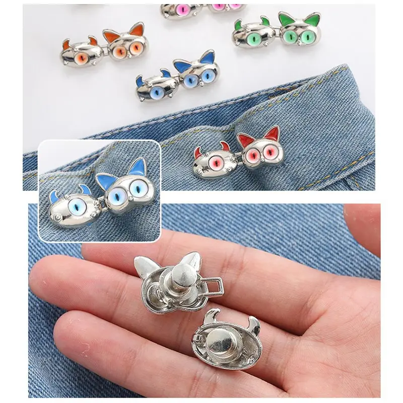 Nút Điều Chỉnh Eo Vô Hình, 1 Đôi, Nút Kim Loại, Khóa Quần Jean Có Thể Tháo Rời 4