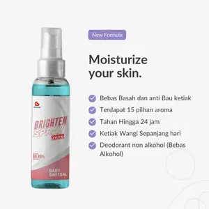 Deodorant Tawas Spray by Brighten, Batu Tawas & Essentials Oil 60mL & 100mL, 16 Varian Wangi, Membantu Mencerahkan dan Mengontrol Bau dan Keringat Ketiak