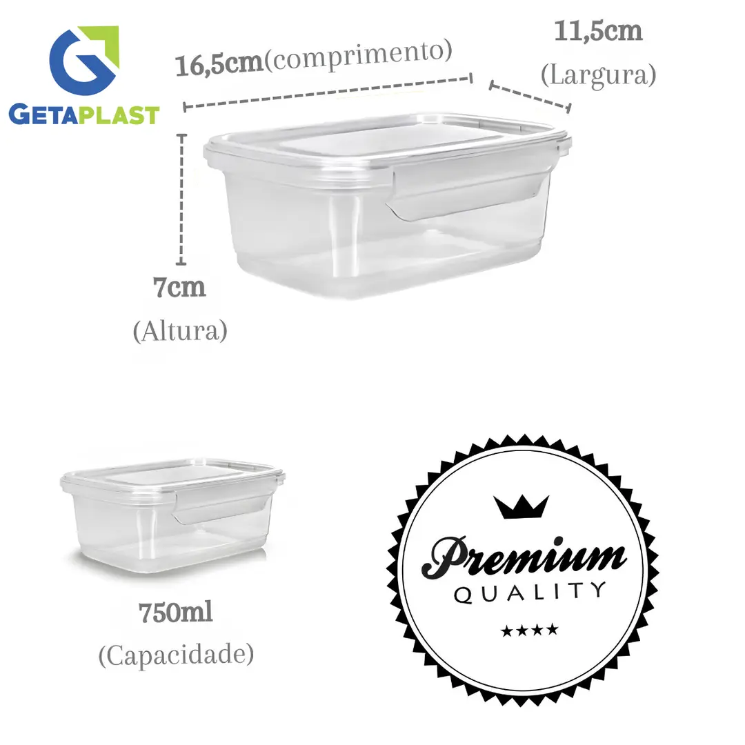 Kit 5 a 30 Marmita Potes 800ml Com Travas Laterais BPA FREE Alimentos organizadores de congelador