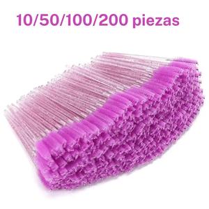 200/100/50/10 Cepillos para pestañas con contenedor, Rollos para cejas desechables y flexibles, Cepillo de aceite de ricino cristalino para pestañas postizas