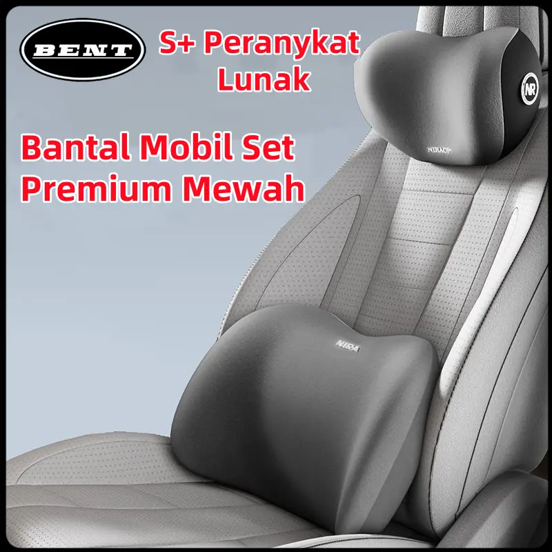 NIRA Car Bantal Berkendara Mobil Set Penopang Leher dan Pinggang Hitam Bantal Leher Busa Memori Bantal Lumbar Konstruksi Tahan Lama Custom Comfort Ergonomic Design Stress Relief Versatile Use