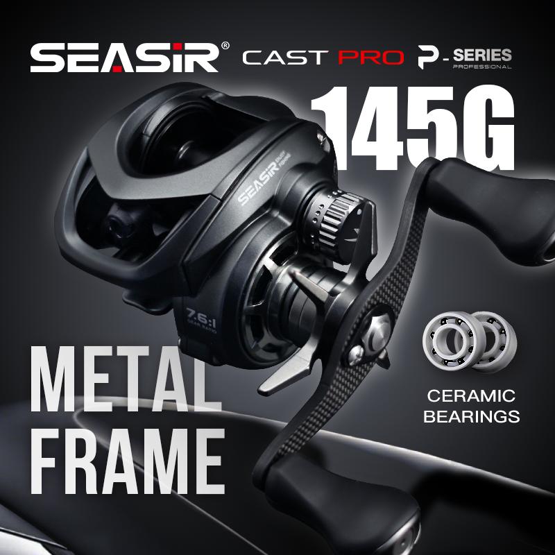 Cuộn Câu Đúc Ngang Seasir Trọng Lượng Gọng Kim Loại 145G 2 Vòng Bi Bằng Gốm Tay Cầm Carbon Siêu Nhẹ BFS Núm Kéo Nhôm 6 Sao Vòng Đệm Sợi Carbon Tỷ Lệ Bánh Răng 7.6:1 Lực Kéo Tối Đa 6kg Thích Hợp Để Câu Cá Nước Ngọt Và Nước Mặn Cuộn