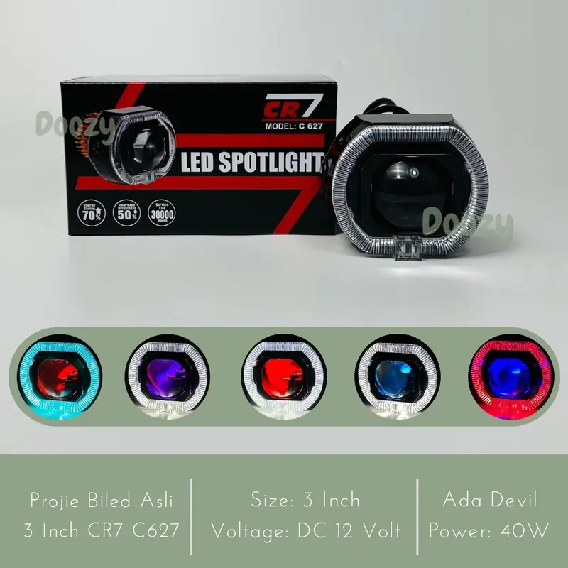 CR7 C627 Projie Biled 3 Inch Matrix X1 Cahaya Putih Plus Shroud dan Devil 0