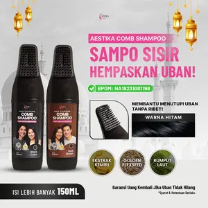 Aestika Sisir Hair Coloring Shampoo -  Shampoo membantu menghilangkan uban tanpa ribet Free Amonia, Shampo uban rambut, shampoo uban aman dan halal