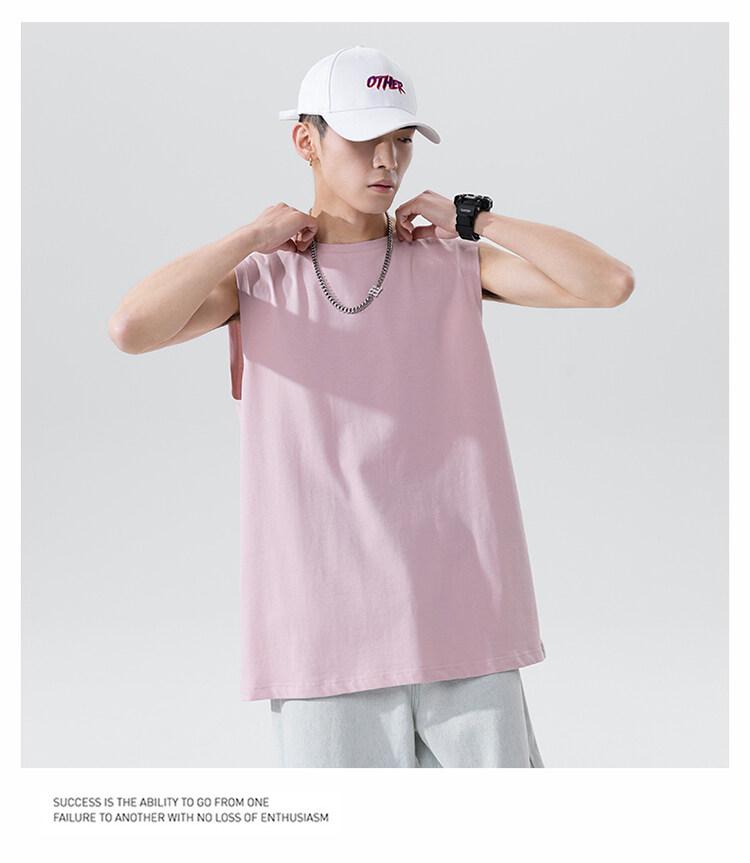 Product Introduction of Cotton short sleeve vest men's summer loose simple public version solid color black multi-color T-shirt 18