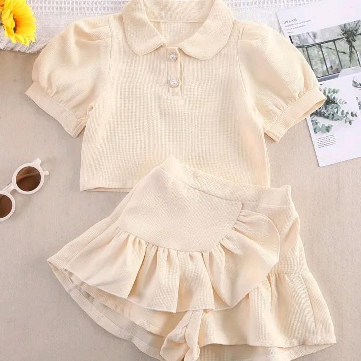 CF - SETELAN ANAK PEREMPUAN ATASAN DAN ROK CELANA LUCU / SET ANAK KIKU KOREAN STYLE baju anak perempuan 7