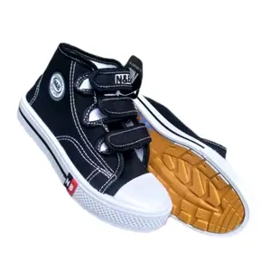 NB Sepatu Velcro Anak Sekolah Formal Fashion Sol Karet Kuning & Putih Bahan Kanvas Size 28-40 Sepatu Paud TK SD SMP SMA Seragam Sekolah