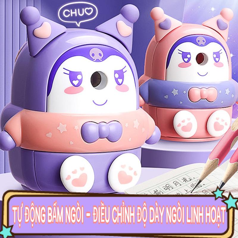 Máy gọt bút chì siêu dễ thương tự động nạp chì gọt bút chì bằng gỗ gọt bút chì hoạt hình cho học sinh tiểu học gọt bút chì thủ công không tự động cho mẫu giáo gọt bút chì Kuromi hình hoạt hình quà tặng siêu dễ thương cho học sinh tiểu học.