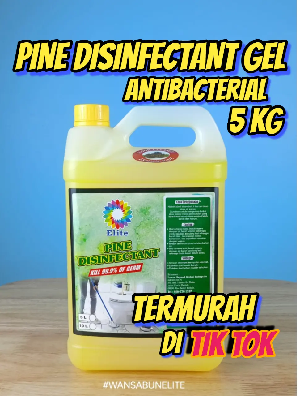 ELITE GEL PINE DISINFECTANT ANTIBACTERIAL 5KG - Industrial Grade / Hospital / Toilet / All Purpose Cleaner / Concentrated ( TERMURAH DI MALAYSIA )