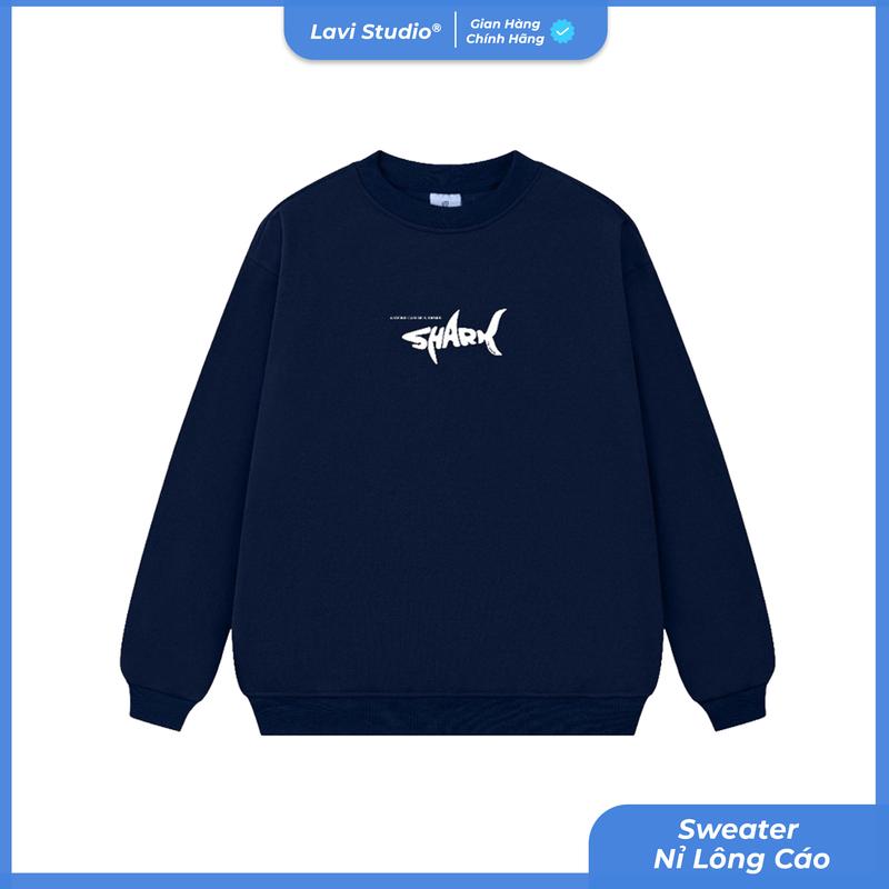  Áo Sweater Local Brand Lavi Studio  Shark Nỉ Lót Lông Cotton 100% Unisex 