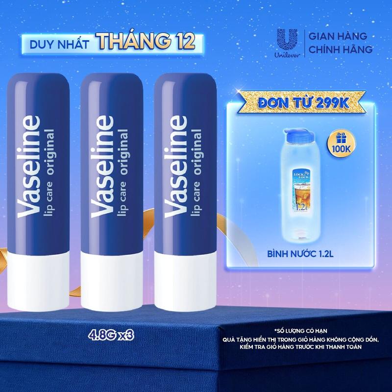 Live Combo 3 son dưỡng môi Vaseline Lip Care dạng thỏi 4.8g Tuỳ chọn