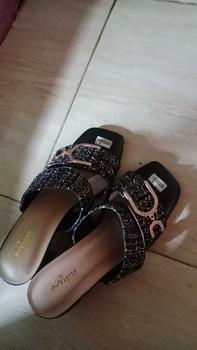 Product Review of Sultan Shoes | Sendal Hak Tahu 5 cm Wanita Flat Slop Tali Kokop Kekinian Aksesoris Gesper Rantai D | Sandal High Heel 5cm CasuaL from i** 0