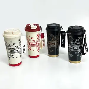 Tumbler Coffee Lily Flower -  Botol Minum Kopi Estetik Motif Bunga Lily Stainless Steel Premium