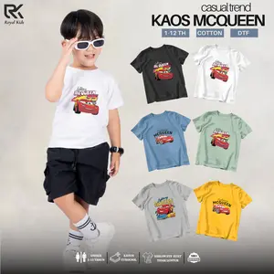 Baju Kaos Anak laki-laki Gambar Mcqueen Mobil Balap Untuk Usia 1 Tahun s/d 12 Tahun Cotton 30s