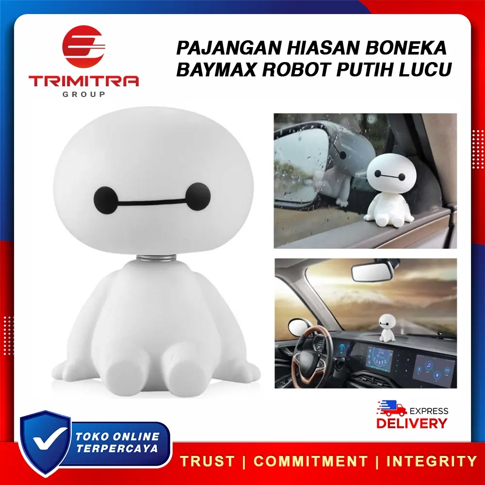 Boneka Robot Kepala Goyang Mainan Mobil Baymax