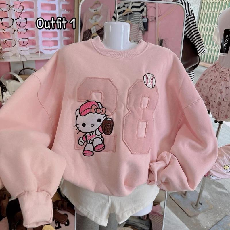  Áo nỉ Sweater 28 thêu mèo cute nỉ tàu lót nỉ bông l1 from boxy 