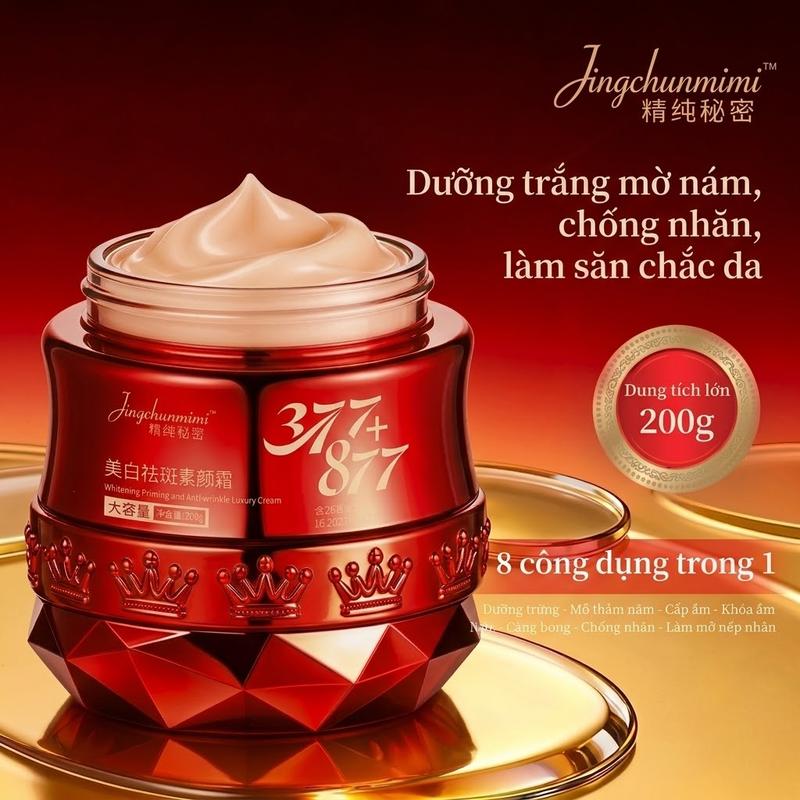 Kem Dưỡng Trắng Da & Mờ Nám Jingchunmimi - 8 Tác Dụng Trong 1: Hỗ Trợ Làm Mờ Đốm Nám, Săn Chắc Da, Chống Nhăn & Dưỡng Ẩm Toàn Diện | Dung Tích Lớn 200g