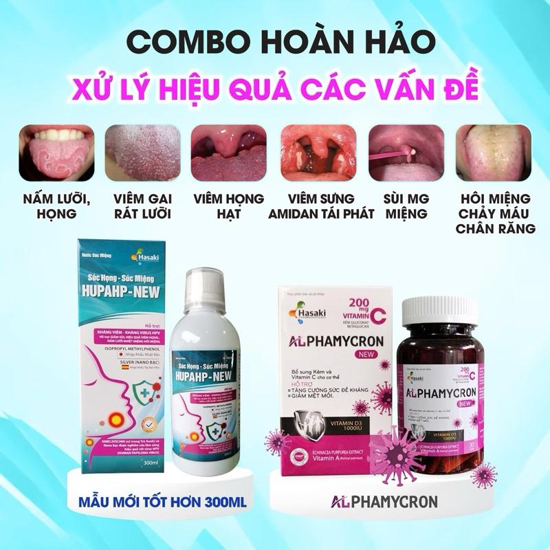 COMBO 1 Hộp súc miệng họng hupavia 250ml,và một lọ  alphamycron 30 viên hỗ trợ  tăng miễn dịch,hỡ trợ tăng đề kháng 1