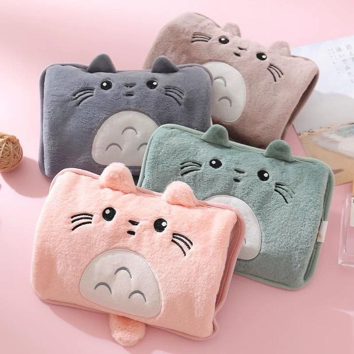 Bantal Penghangat /Terapi Air Panas/Pillow Electrik Meringankan Nyeri Pada Haid Dan Keram Perut (Free Box + Charger + Kertas Panduan + Corong) Terlaris - TOTORO GREY