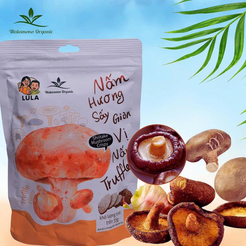 LIVE- MUA 1 TẶNG 1- Nấm hương sấy giòn 55g/gói – Không dầu, snack ăn vặt healthy giòn rụm, ngọt tự nhiên vị truffle