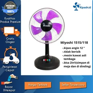 Miyoshi Kipas Angin Meja 2in1 12 Inch Hitam 1515/118 3 Pengatur Angin Kencang Hemat Listrik 35 Watt 220V 50Hz