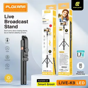 Tongsis Bluetooth 1.7 Meter Selfie Stick 4IN1 360° Rotation Adjustable Tongsis Tripod Selfie Remote Bluetooth LED 170CM