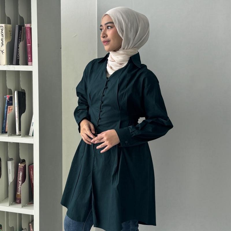 TUNIK (VIOR) by Leody || Kode 672 Kemeja Poplin Long Shirt Wanita Panjang 1