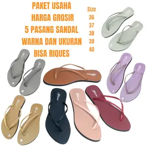 PAKET USAHA 5 PASANG SANDAL JEPIT TEPLEK RUBBY WANITA HARGA GROSIR Sendal Karet