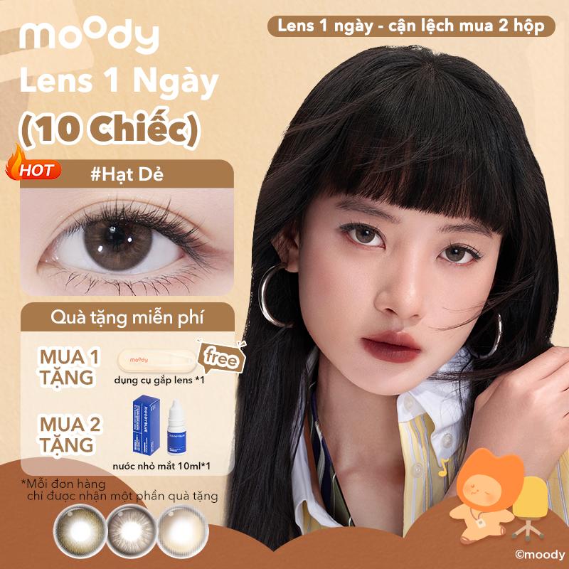Kính áp tròng Moody Lens 1 ngày Len mắt xinh - Lens mắt chụp kỷ yếu lens mắt to tròn đen lens nâu Cận 0-7 độ 14.5mm
